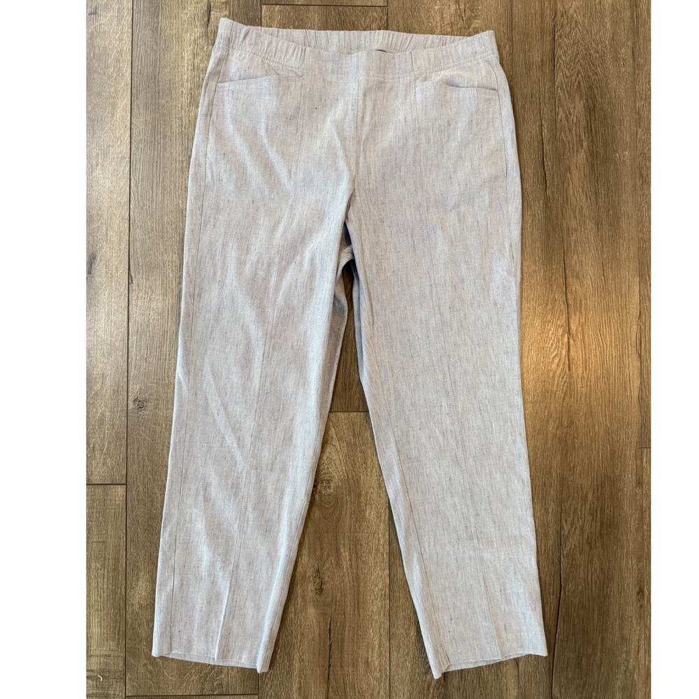 J.Jill Linen Stretch Trousers Grey Smoke White Size M NWT Pull On